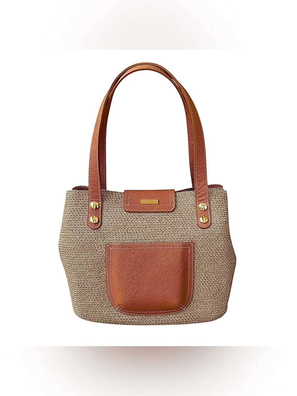 ERIC JAVITS “Squishee” Straw & Leather Small Bag
